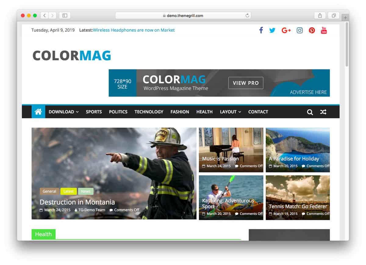 The ColorMag demo page