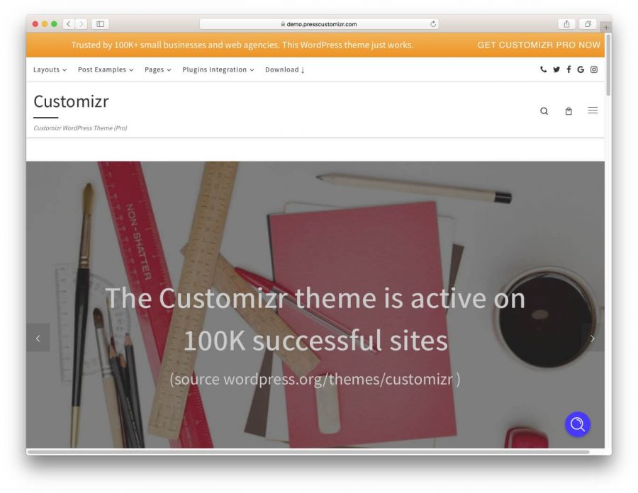 The Customizr demo page.